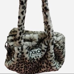 XOXO Black and White Faux Fur Shoulder Bag
